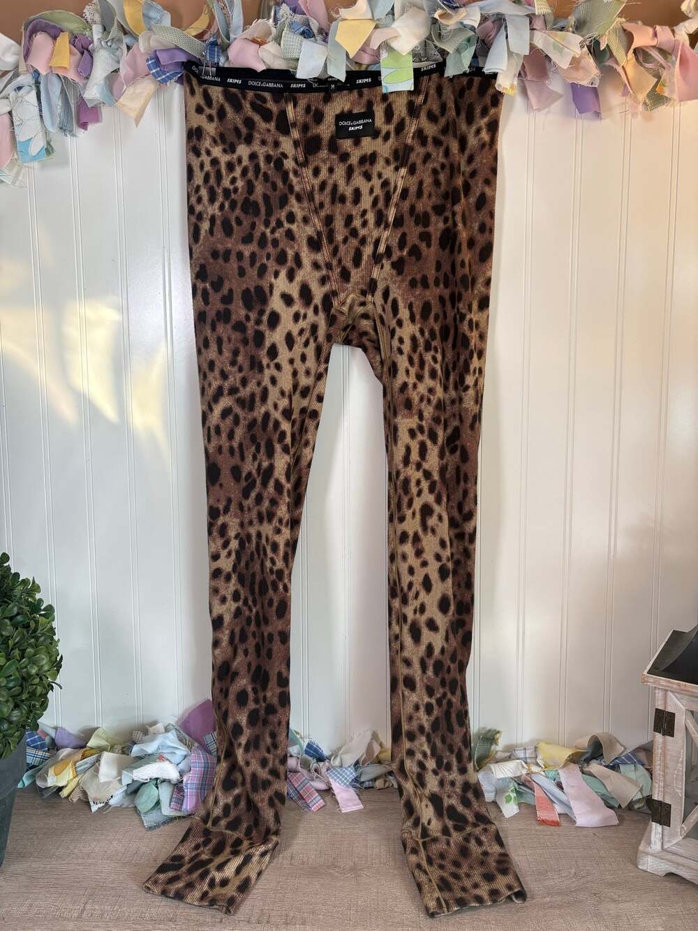 Dolce & Gabbana x SKIMS Leopard Print Ribbed Leggings Size M